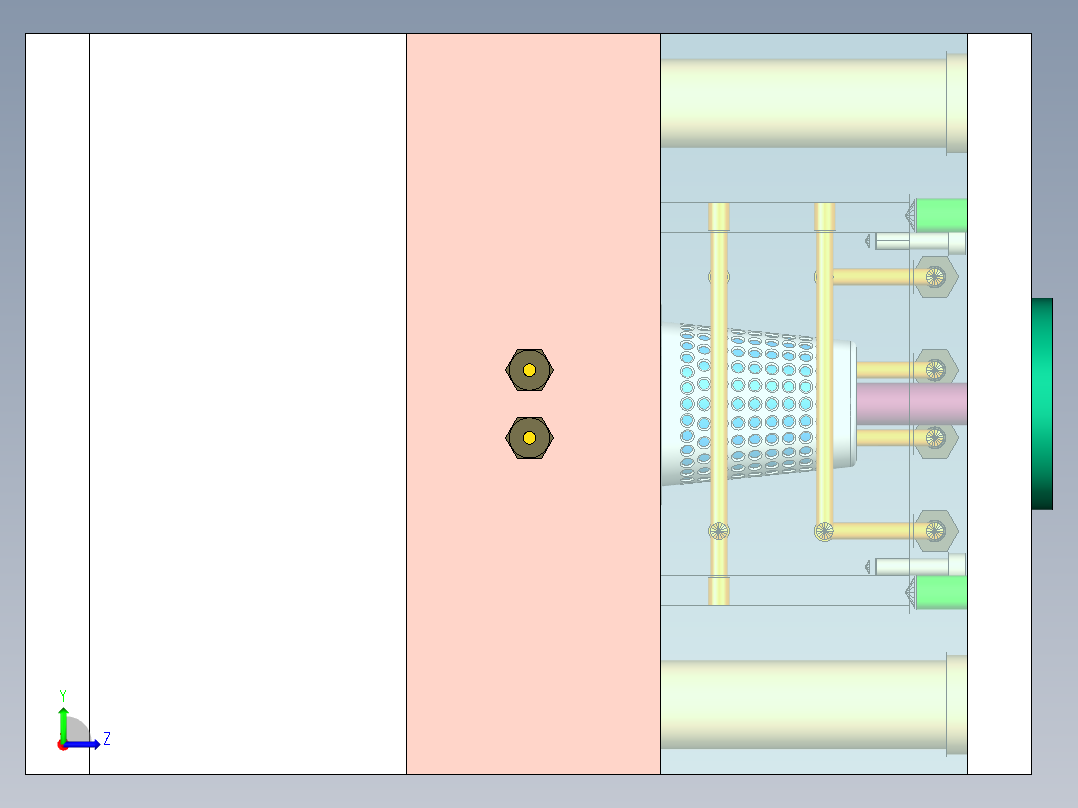 塑料网孔垃圾桶注塑模具设计左视图