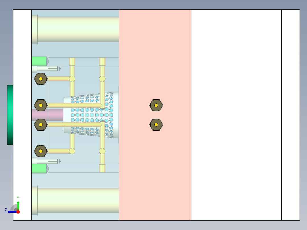 塑料网孔垃圾桶注塑模具设计右视图