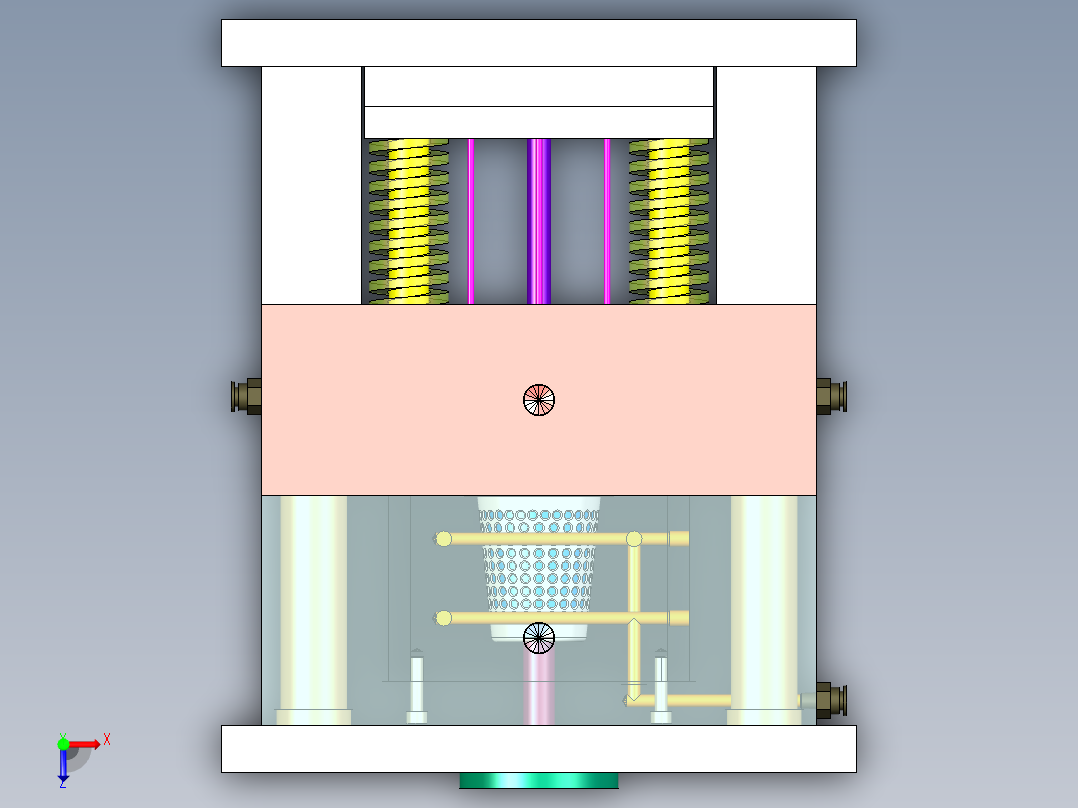 塑料网孔垃圾桶注塑模具设计俯视图