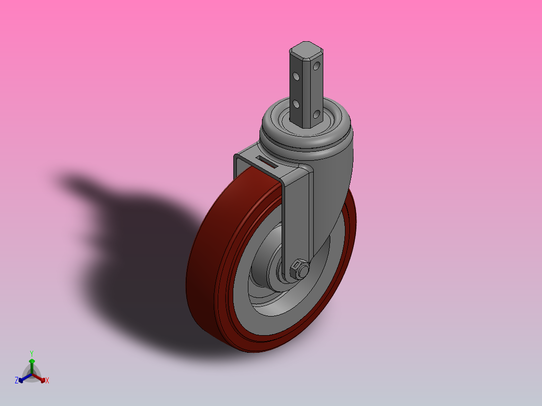 脚轮Colson-3_00614_449 2 1_2 LG X 7_8 SQUARE (MTG31)正等轴测图