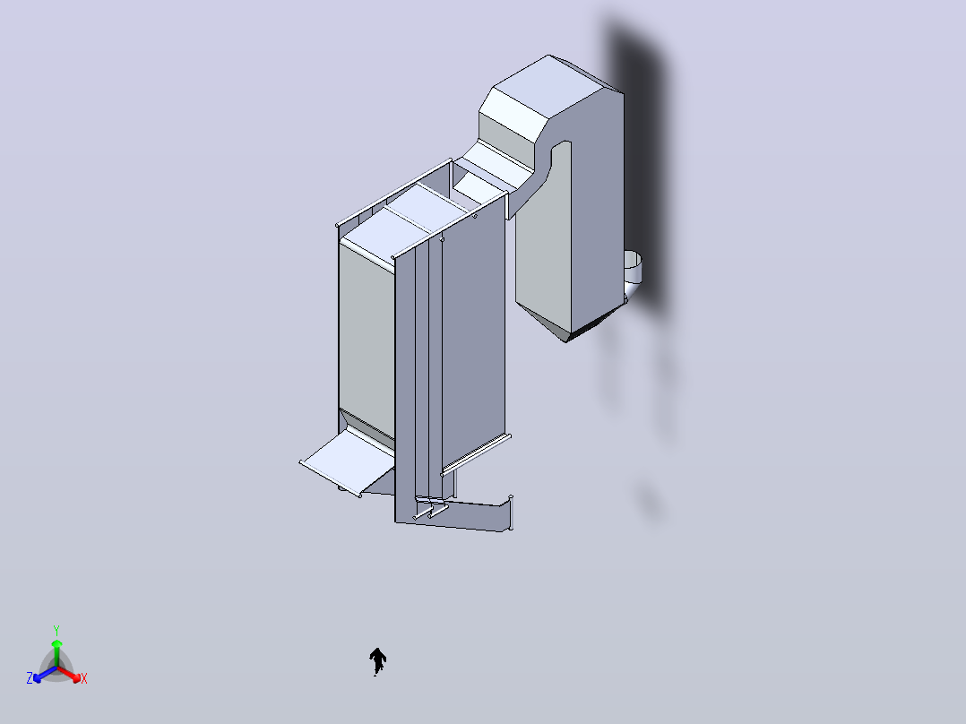 布达佩斯 - 拉科摩斯洛杉矶废物焚化厂的锅炉的3D模型后视图