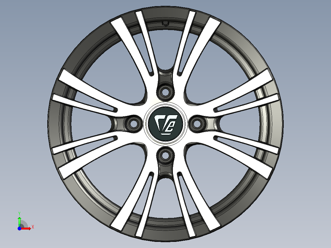 proe 铝合金轮圈前视图
