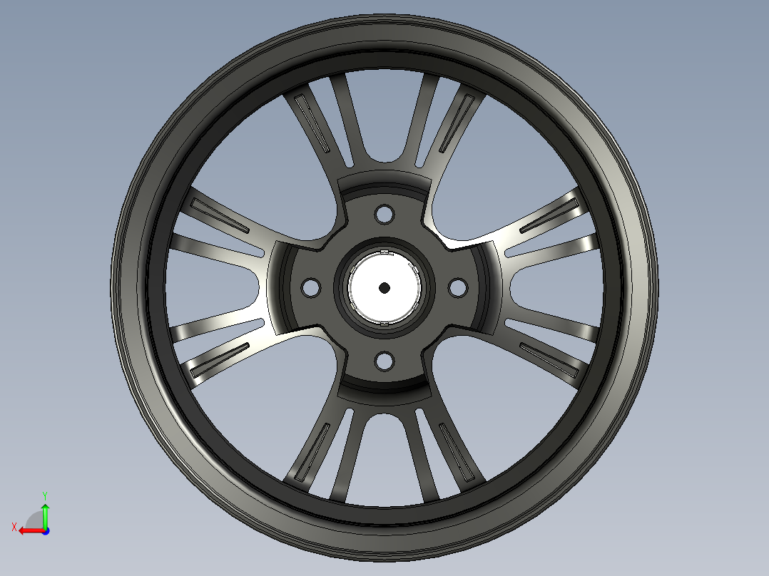 proe 铝合金轮圈后视图