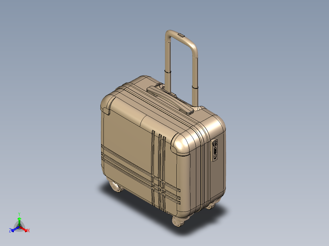 电脑拉杆箱设计正等轴测图