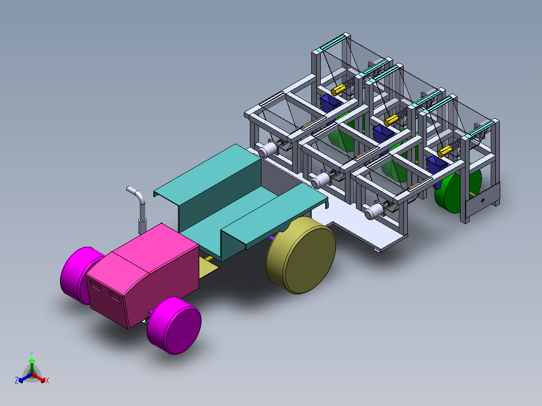 小麦播种机的的设计正等轴测图