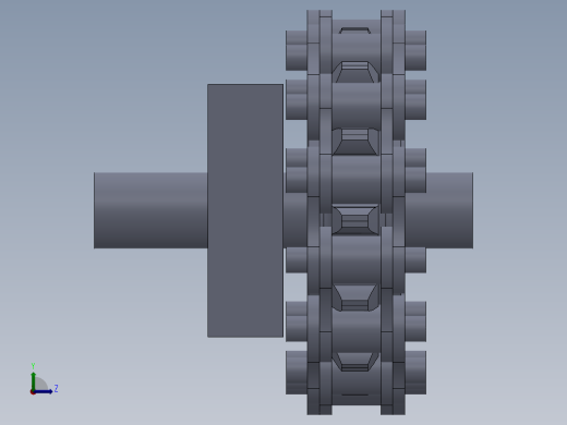 链轮链条传动结构3d图纸 SW绘制+仿真动画 链轮链条3d图三维模型左视缩略图