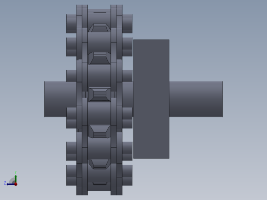 链轮链条传动结构3d图纸 SW绘制+仿真动画 链轮链条3d图三维模型右视缩略图