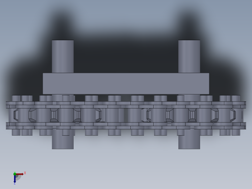 链轮链条传动结构3d图纸 SW绘制+仿真动画 链轮链条3d图三维模型俯视缩略图