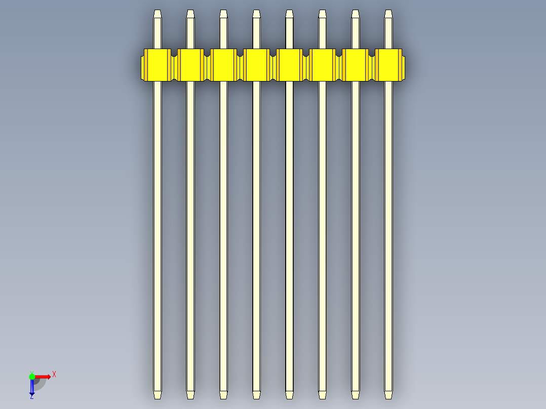 彩色公头100mil（2.54mm）系列-DS1021_yellow_2x08p_100mil_Type43_rev1.0俯视图