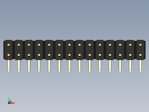 彩色公排针 100mil 2.54mm 系列-DS1022_black_2x14p_100mil_TypeD_rev1.0前视缩略图