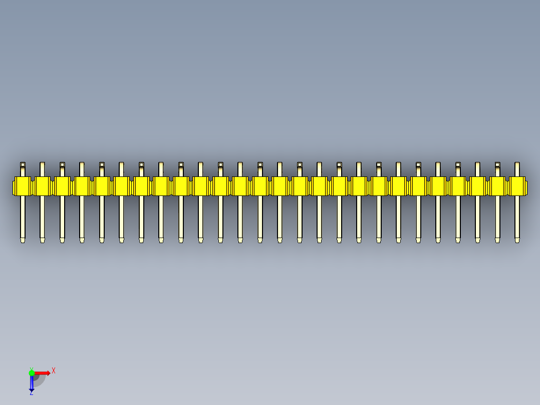 彩色公排针 100mil 2.54mm 系列-DS1022_yellow_26p_100mil_Type_SMT_R1_rev1.0俯视图
