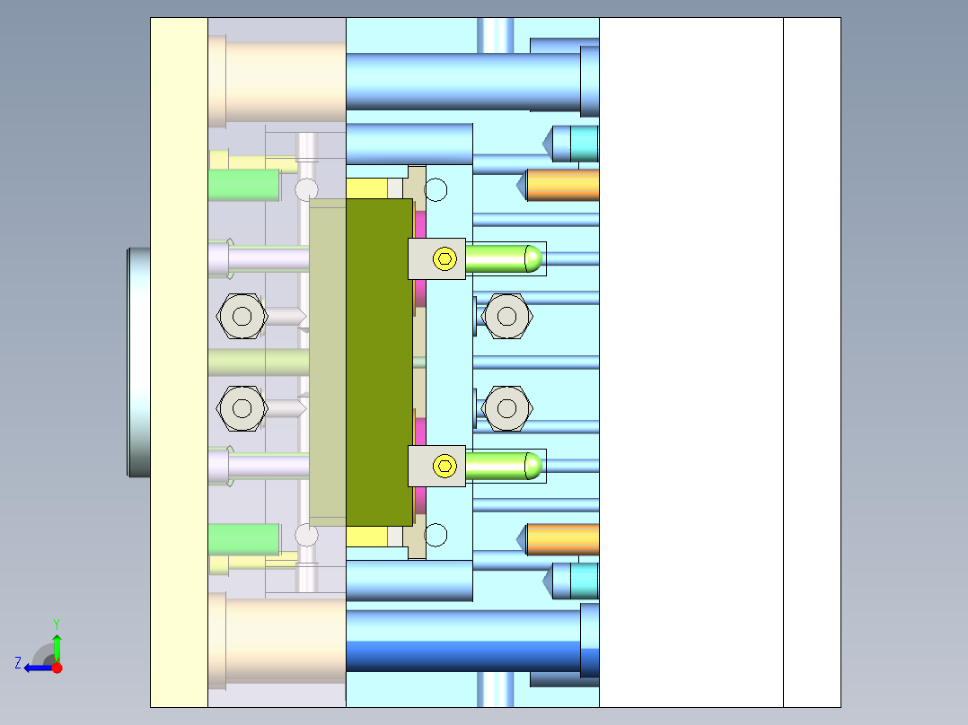 一模两腔ABS塑料支架注射模具资料含三维二维说明书右视图