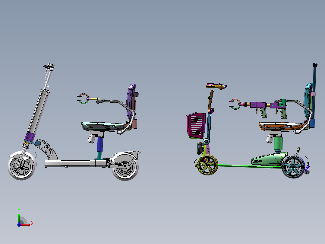 便携代步车的机构设计-三维图前视图