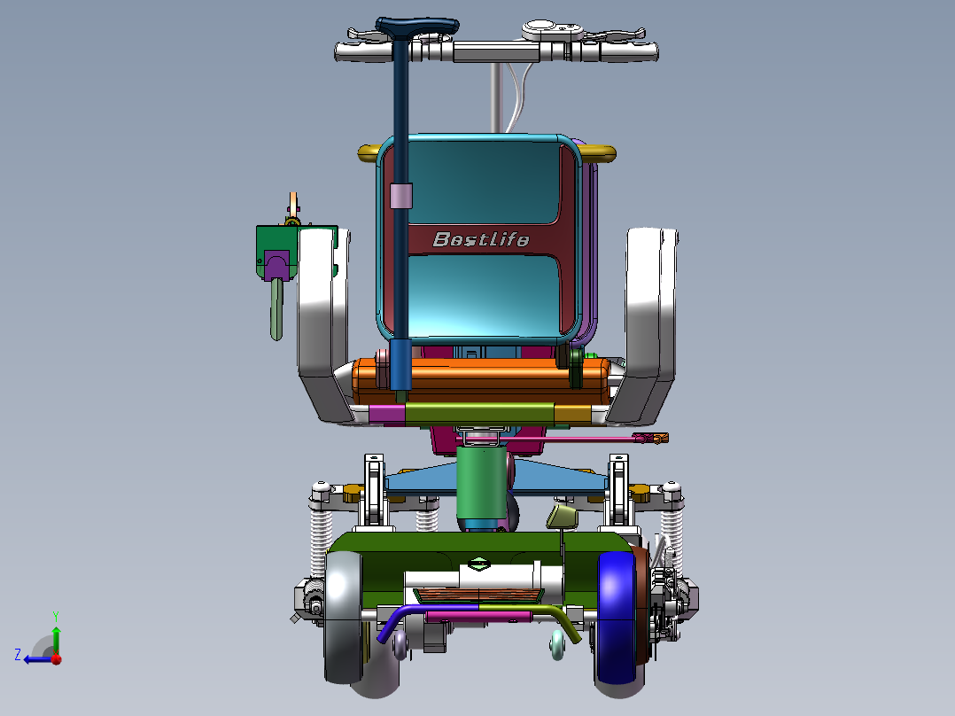 便携代步车的机构设计-三维图右视图