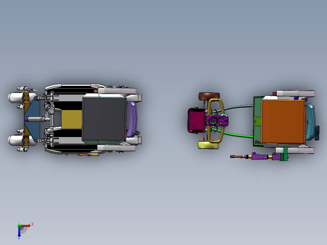 便携代步车的机构设计-三维图俯视图