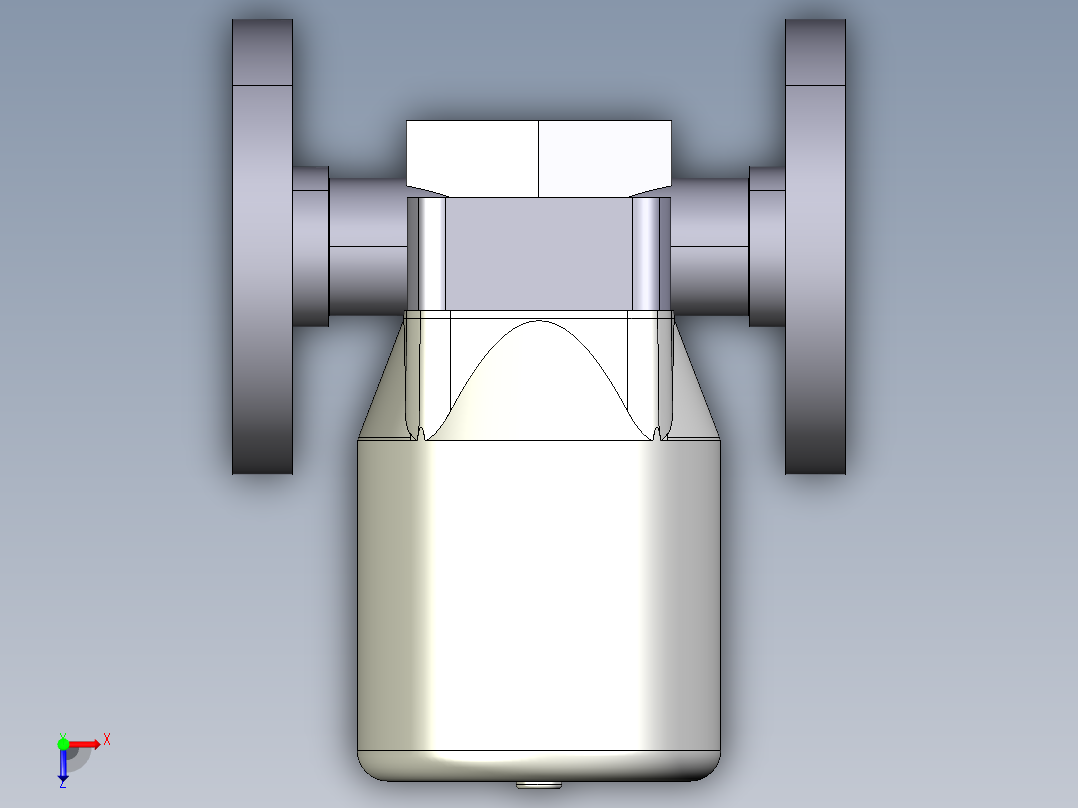 19DKPOAVCP NC 气动隔膜阀常闭与固定法兰，钻孔ANSI B16.5条款150 FF。面对面根据EN 558-1 PVC-U俯视图