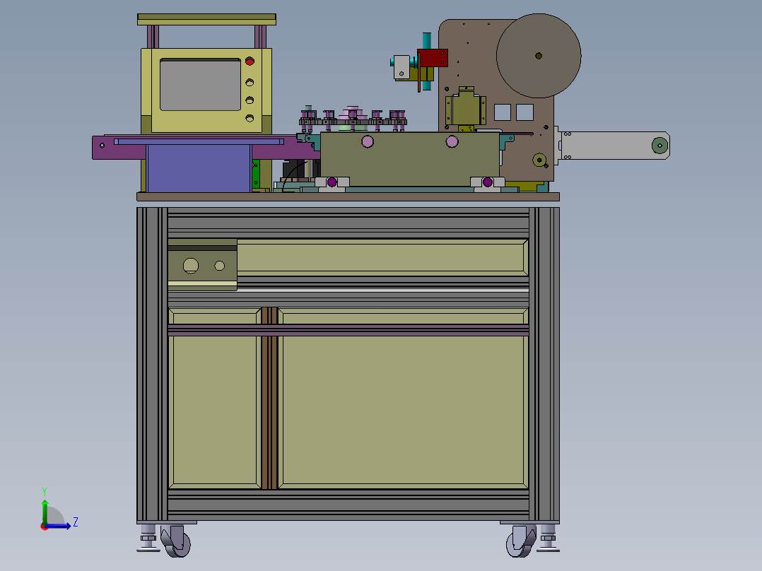 全自动电感检测包装机（sw20可编辑+工程图）左视图