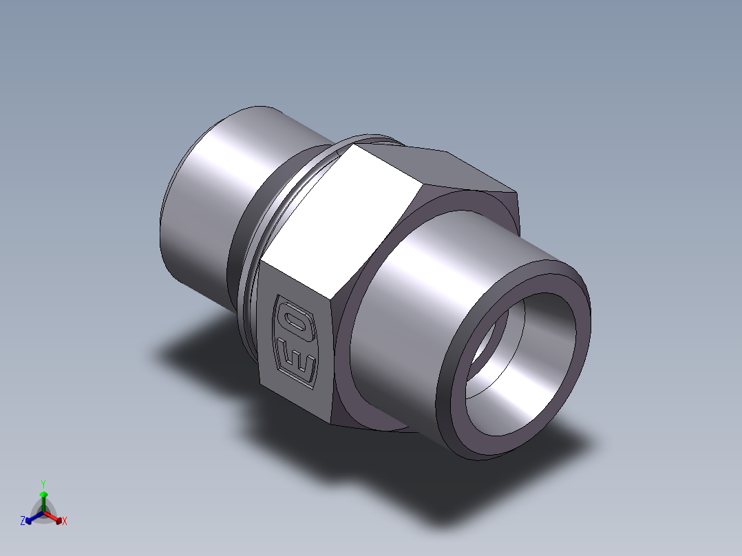 公制螺纹O圈密封、1DH-20-18正等轴测图