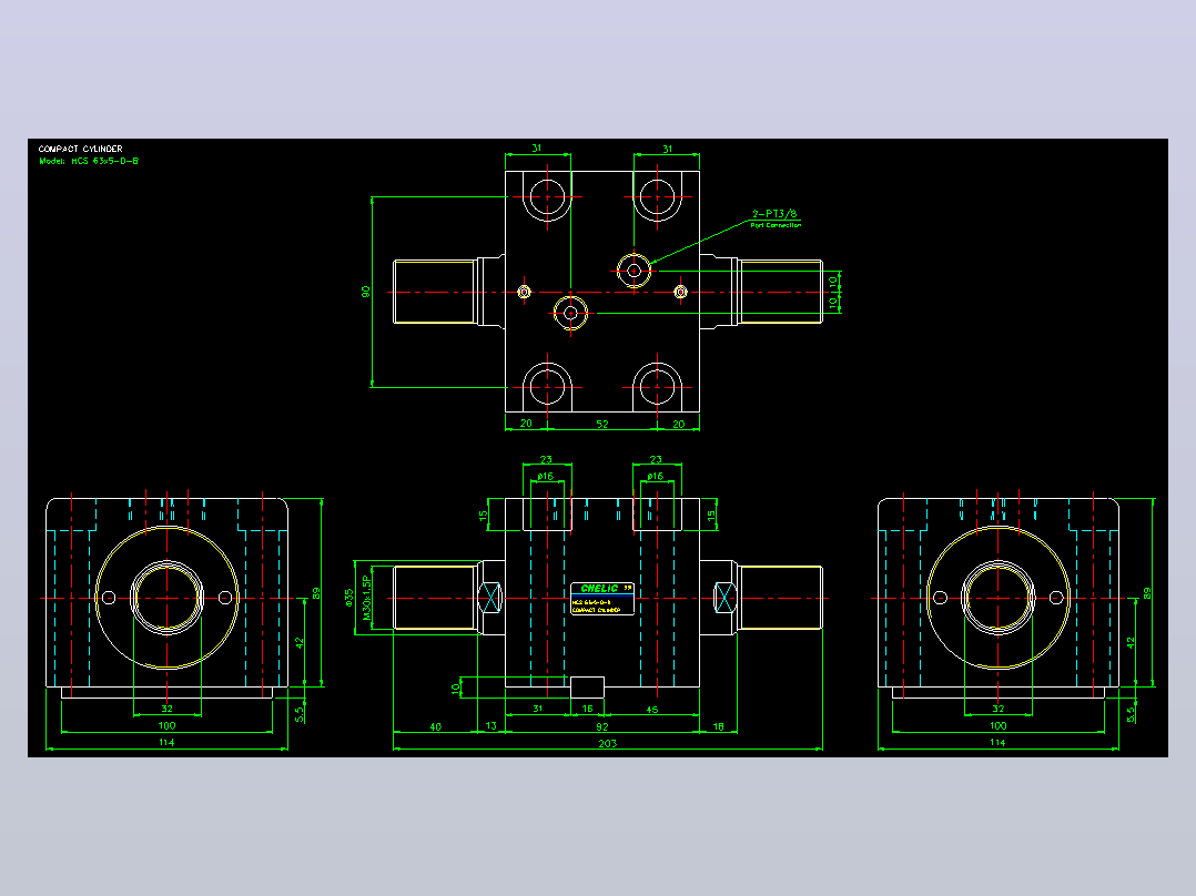 薄型气缸转角下压缸2D-HCS63x5-D-B