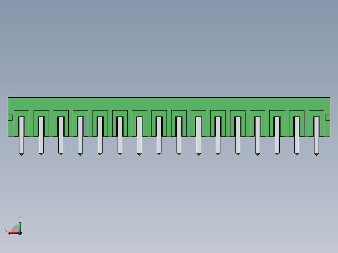 solidworks PCB16针插座后视图