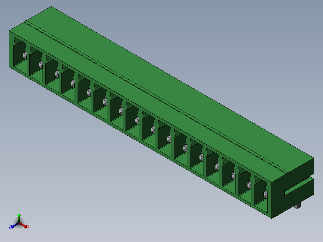 solidworks PCB16针插座正等轴测图
