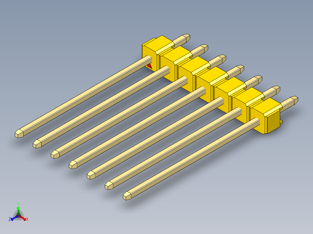彩色公头100mil（2.54mm）系列-DS1021_yellow_1x07p_100mil_Type19_rev1.0主视图