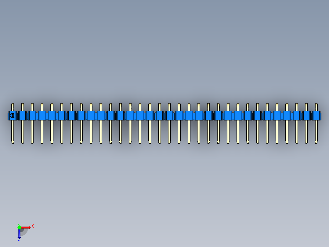 彩色公排针 100mil 2.54mm 系列-DS1022_blue_1x32p_100mil_TypeD_rev1.0俯视图