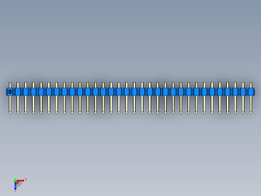 彩色公排针 100mil 2.54mm 系列-DS1022_blue_1x32p_100mil_TypeD_rev1.0俯视缩略图