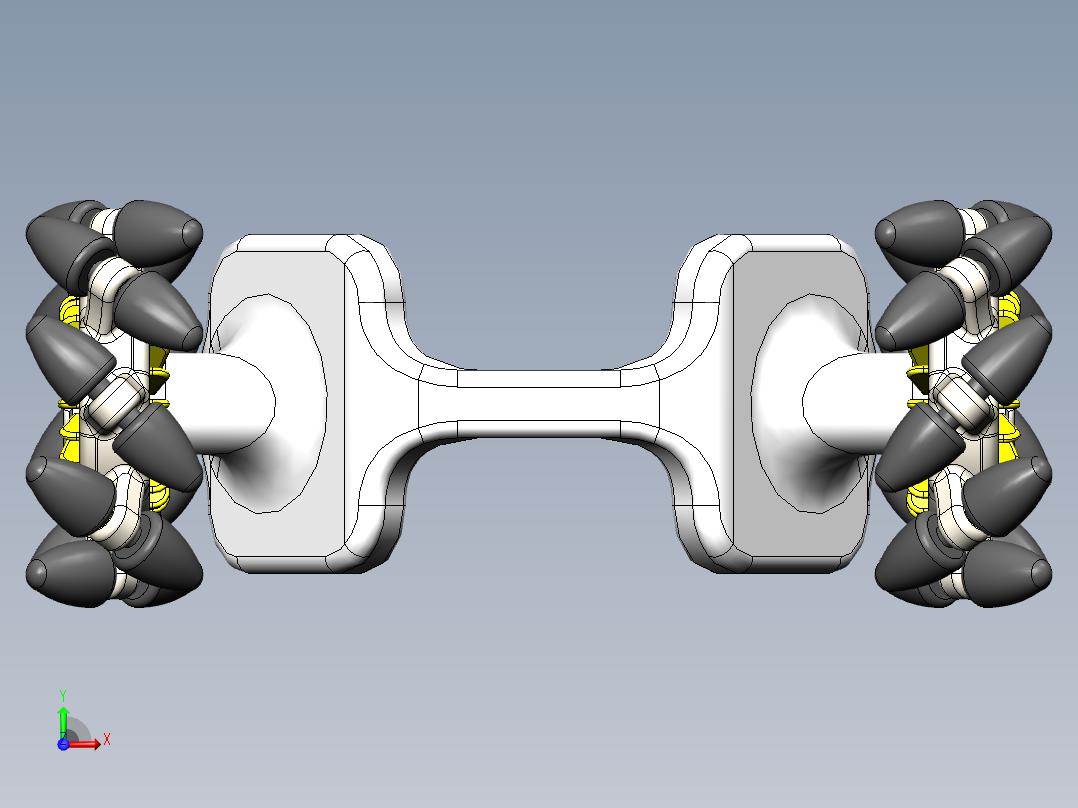 麦克纳姆轮底盘框架3D模型图纸 Solidworks设计前视图