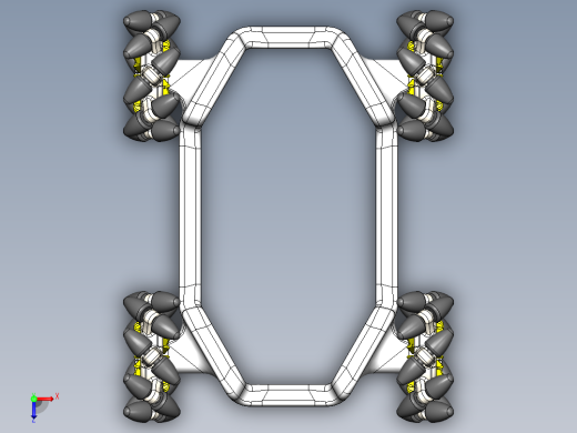 麦克纳姆轮底盘框架3D模型图纸 Solidworks设计俯视缩略图
