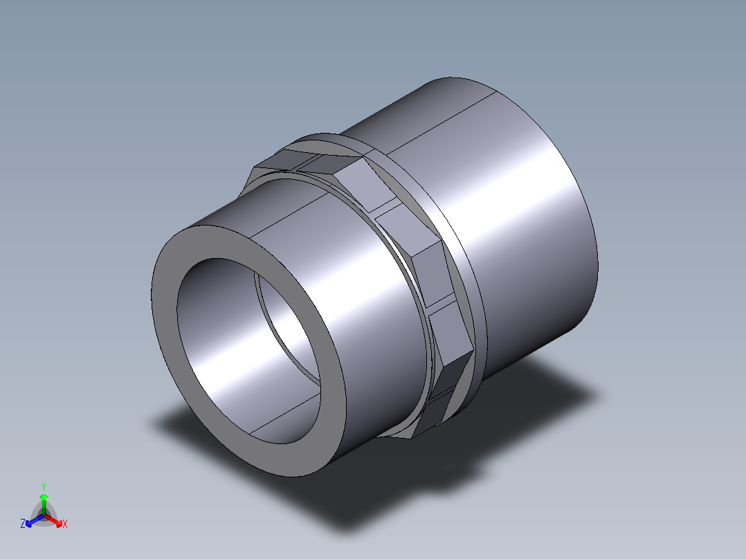 7DIFV(A) 用溶剂焊接插座DF双适配器，溶剂焊接插口DM和BSP螺纹母端R正等轴测图