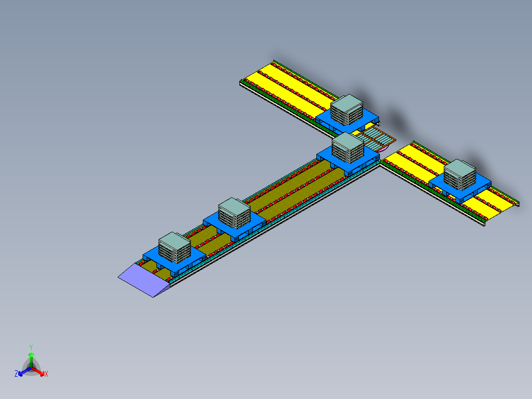 物流自动周转传送线体设计正等轴测图