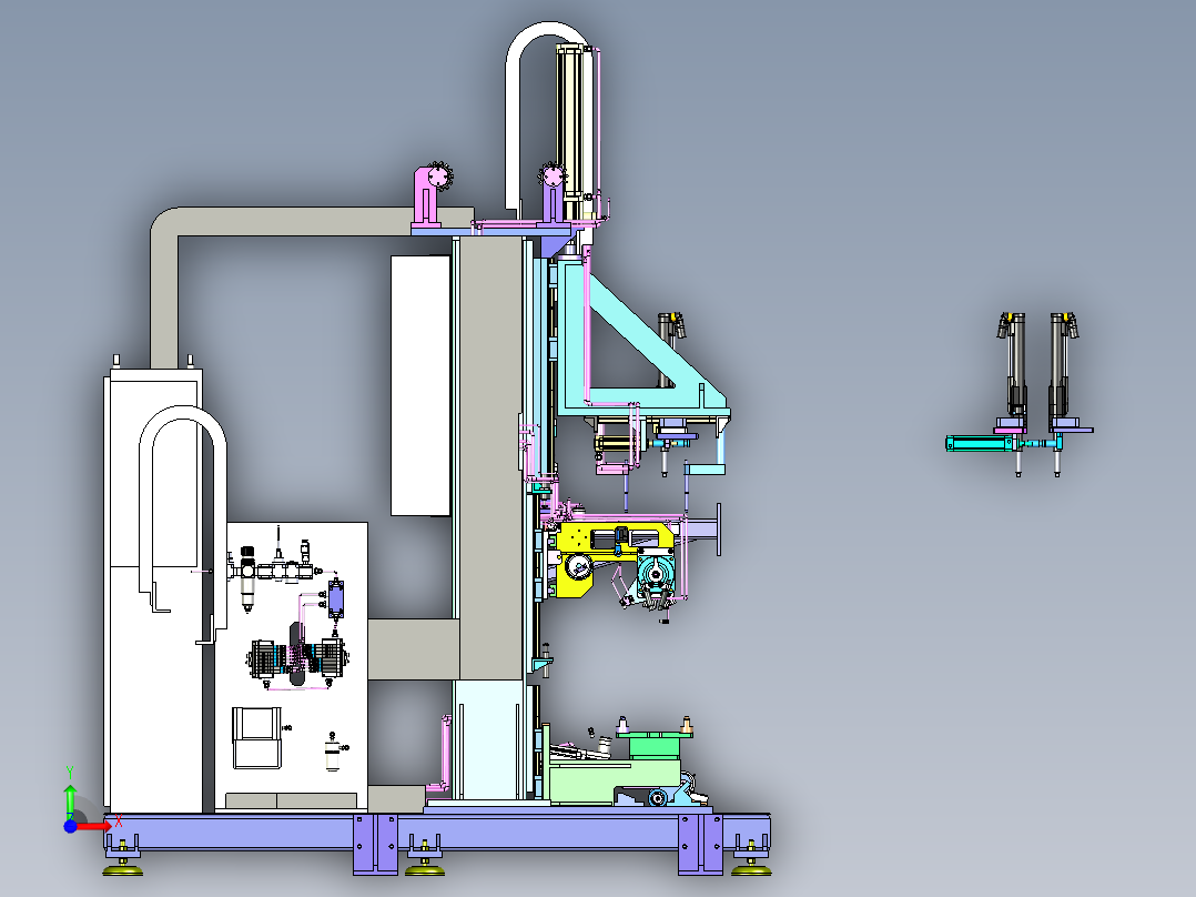 汽车缸体翻转和下缸体螺栓返松机前视图