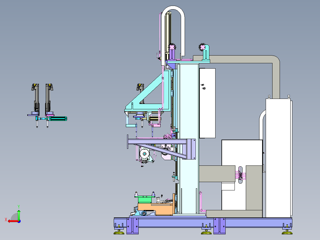 汽车缸体翻转和下缸体螺栓返松机后视图