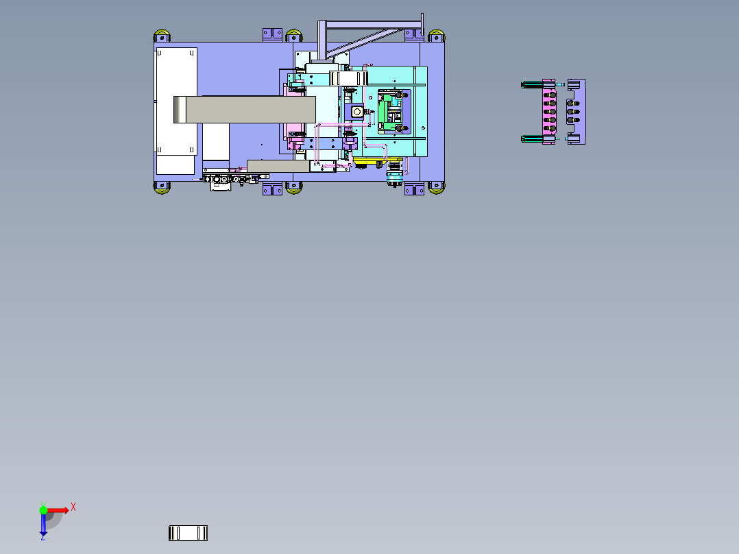 汽车缸体翻转和下缸体螺栓返松机俯视图