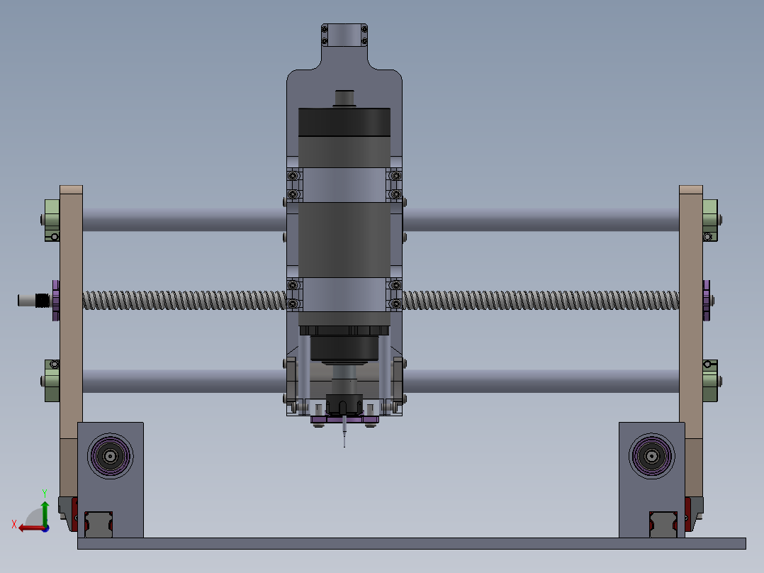 数控机床、双主轴数控加工中心机床核心机构3D模型 Solidworks设计后视图