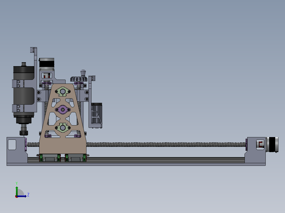 数控机床、双主轴数控加工中心机床核心机构3D模型 Solidworks设计左视图