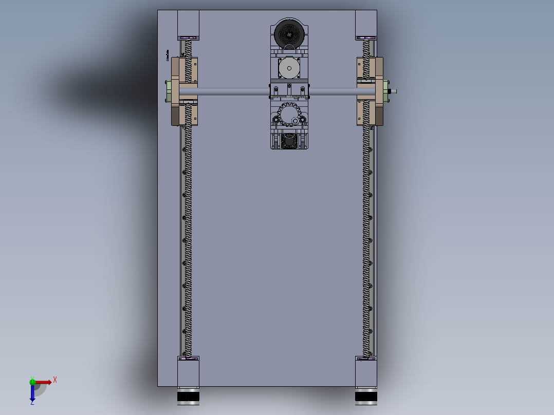 数控机床、双主轴数控加工中心机床核心机构3D模型 Solidworks设计俯视图