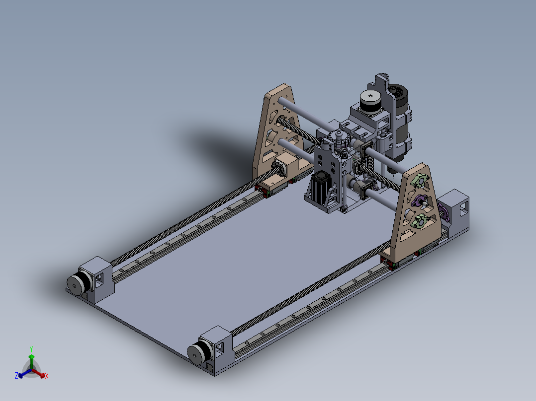 数控机床、双主轴数控加工中心机床核心机构3D模型 Solidworks设计正等轴测图