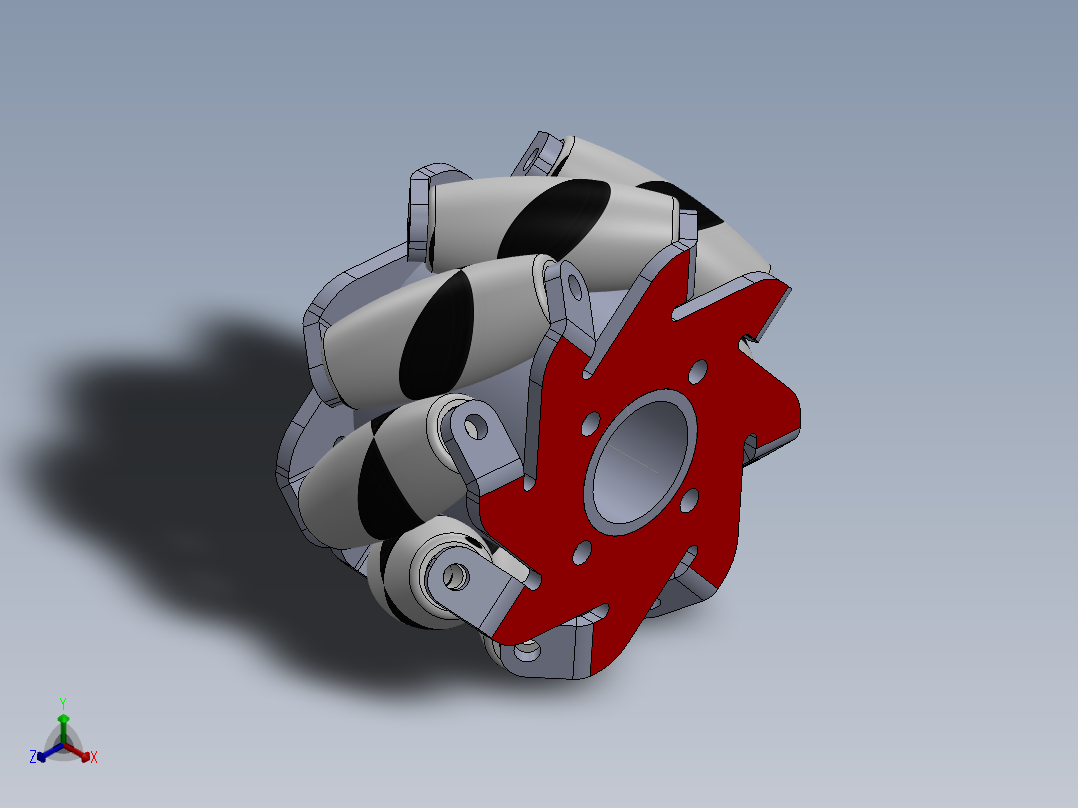 多向移动轮正等轴测图