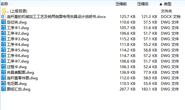 连杆盖的铣两侧面专用夹具设计及加工工艺装备含4张CAD图