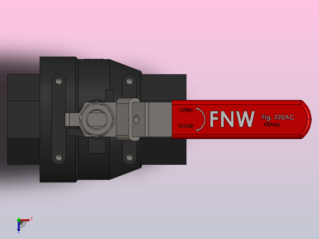 FNW-FNW221ACL二片式内螺纹球阀俯视图