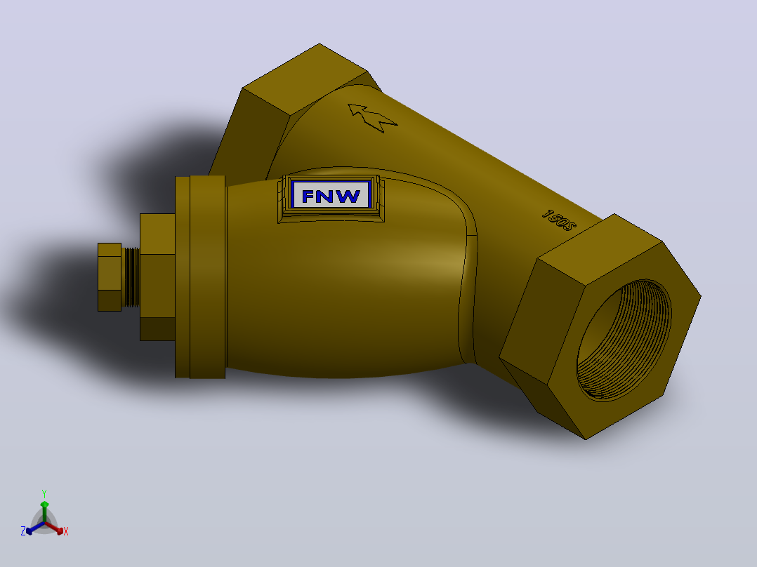 Y型过滤器，管道过滤器FNW-FNW509G正等轴测图
