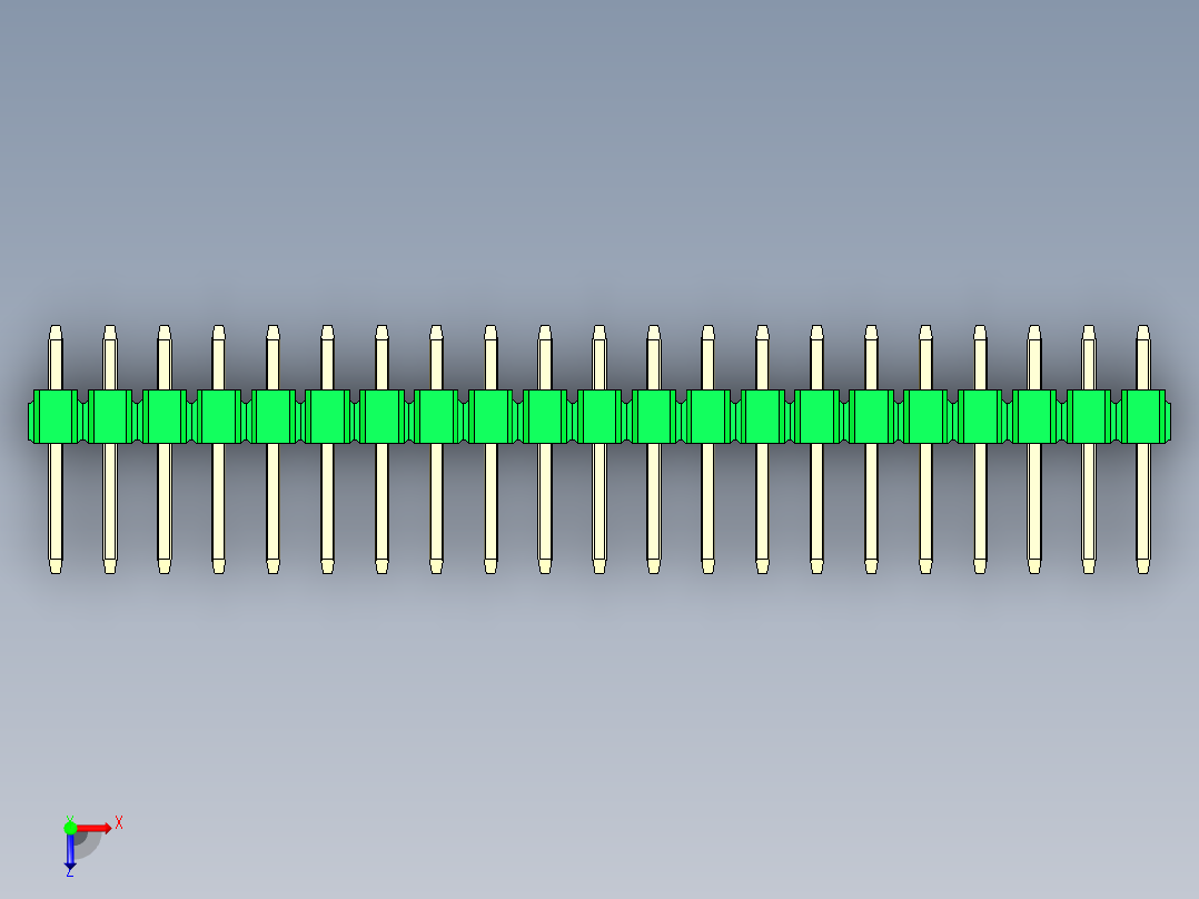 彩色公头100mil（2.54mm）系列-DS1021_green_1x21p_100mil_Type1_rev1.0俯视图