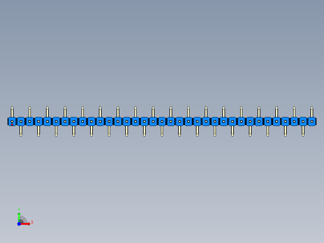 彩色公排针 100mil 2.54mm 系列-DS1022_blue_35p_100mil_Type_SMT_R1_rev1.0前视图