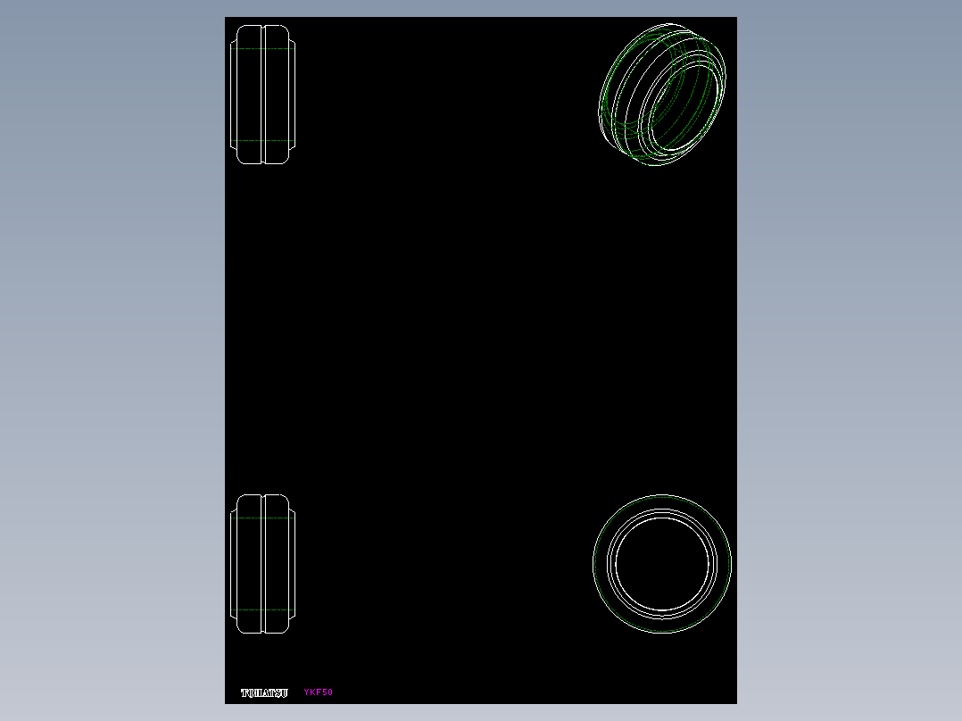 軸承座(自潤型,給油型)YKG,YKF-2D多系列多零件图纸模型