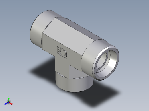 卡套式工业通用硬管接头EO_Union_tee_T18LCFX正等轴测缩略图