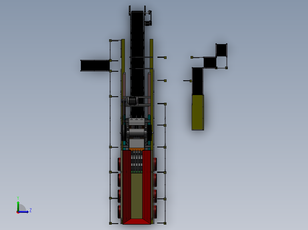 移动式破碎机 大型工业系统之颚式破碎机设备左视图