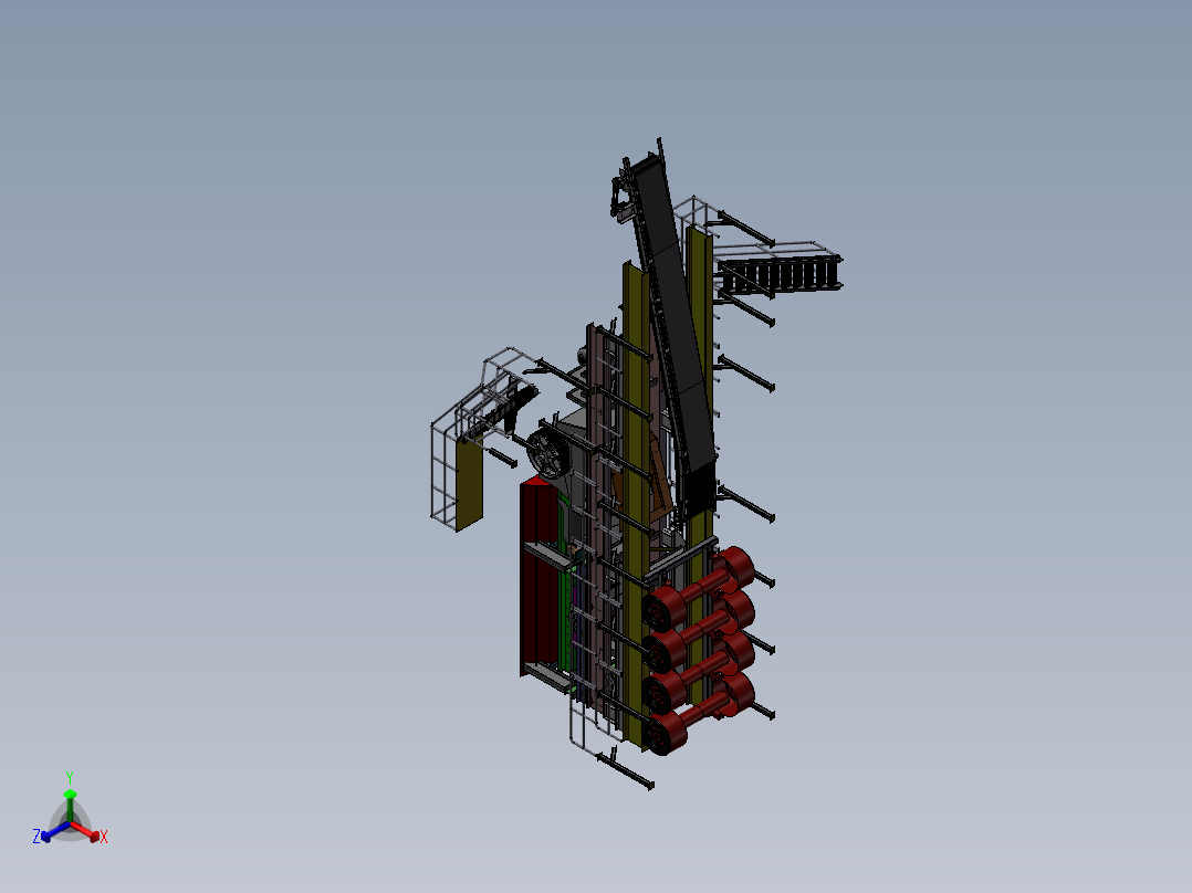 移动式破碎机 大型工业系统之颚式破碎机设备正等轴测图