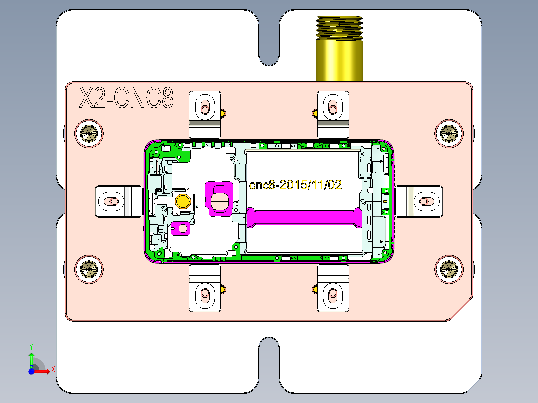 X2-笔记本CNC工装夹具三维模型CNC8-1029前视图